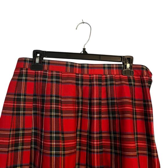 Pierre Cardin Red Tartan Plaid Skirt Collegiate Academia Vintage Preppy Retro - Picture 2 of 8